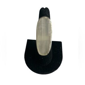925 Sterling Silver Selenite Stone White Oval Ring